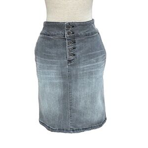 PrAna Jean Skirt Grey Denim Pencil Straight Button Fly Size 2